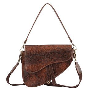 8126 Saddle Shaped Convertible Shoulder Bag Trendy PU Leather Clutch